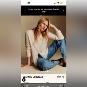 Sezane Ivory Button-Up Gaspard Cardigan